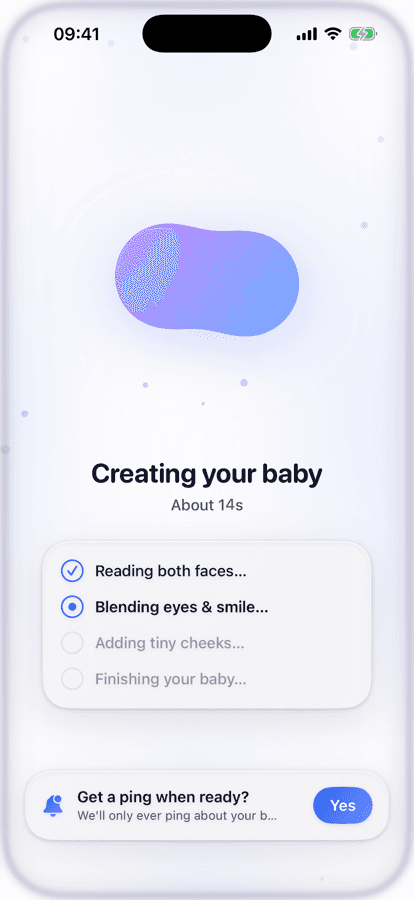 The Merge, OurBaby's signature AI generation animation